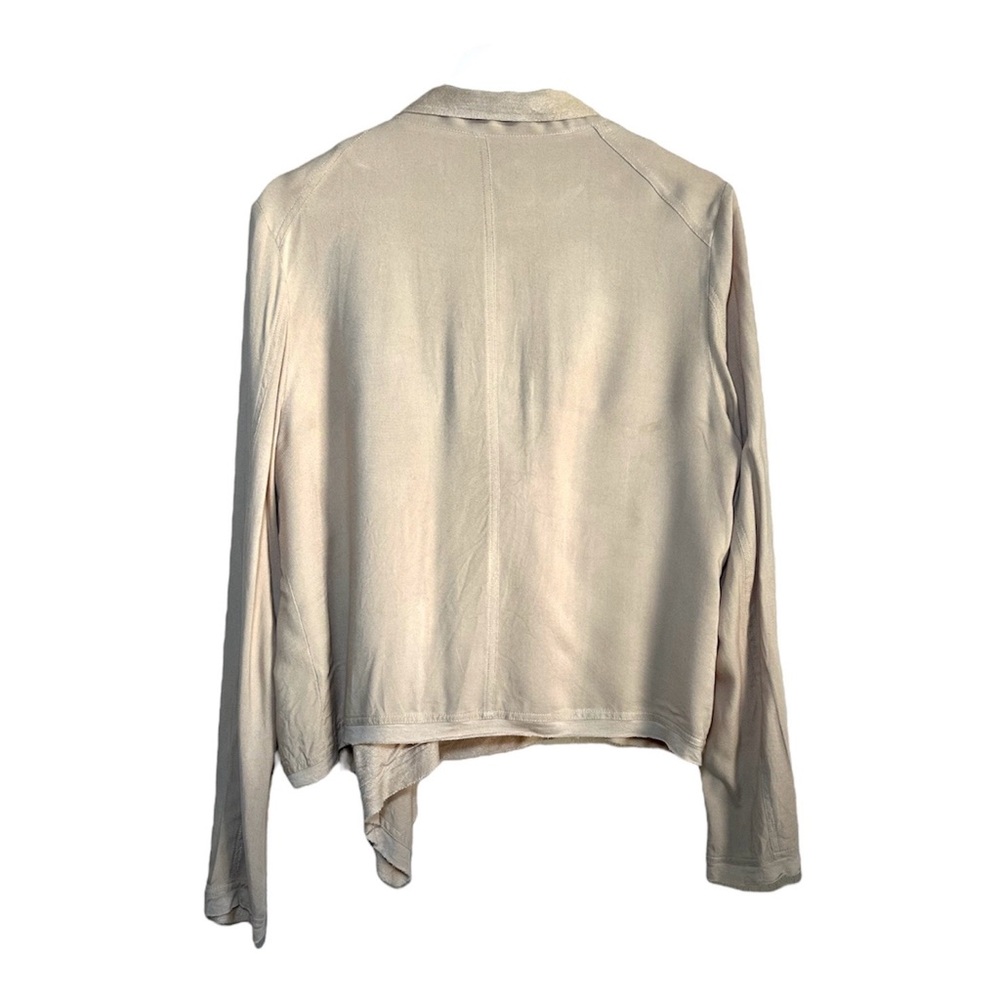 LOVE TREE | Beige Moto Minimalist Casual Chic Button Wrap Jacket Size L - Picture 2 of 4